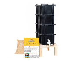 Mini Composteira Dom�stica Preta 4 andares - 4l com suporte