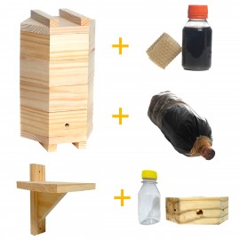 Kit Caixa Sextavada de Jata� + Atrativo + Isca Pet + Suporte + Alimentador